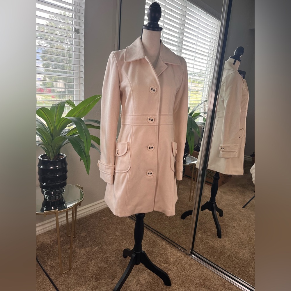 Tulle for Nordstrom Pea Coat Ivory/Cream/White S Medium - Picture 4 of 12